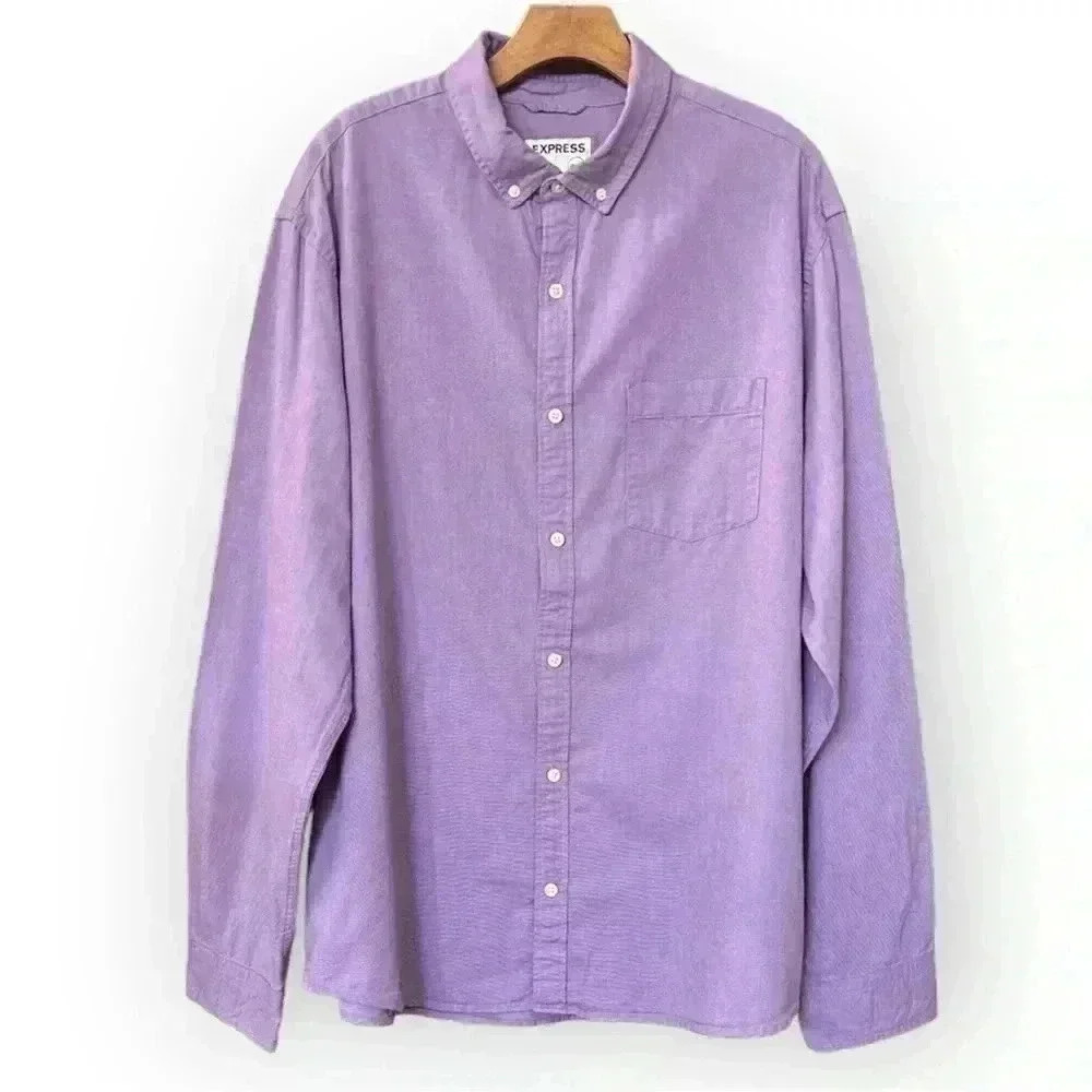 Express Slim Soft Wash Button Down Long Sleeve Sh… - image 1